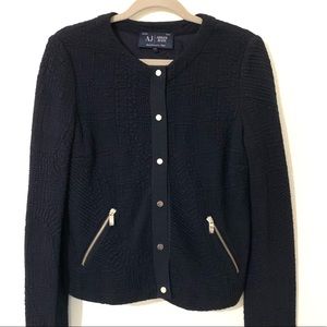 Armani Navy Knit Jacket
